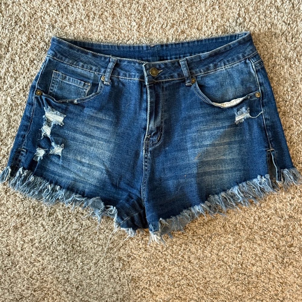 Denim Frayed Hem Women's Shorts